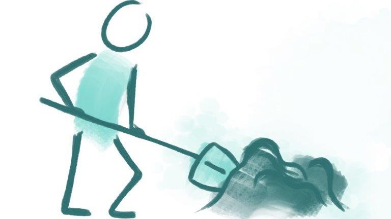 Bild zeigt ein gemaltes Männchen beim Schaufeln